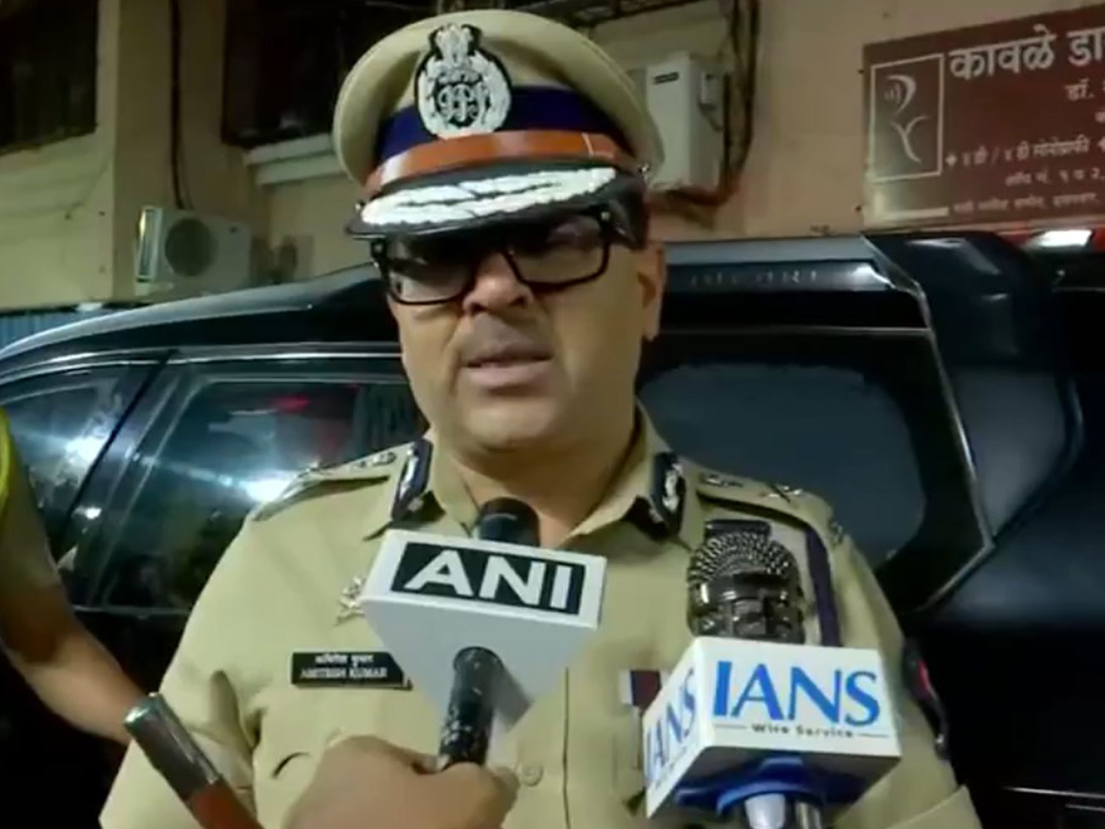 Amitesh Kumar, IPS, Commissioner of Police, Pune City, in Maharashtra Police uniform speaking to reporters